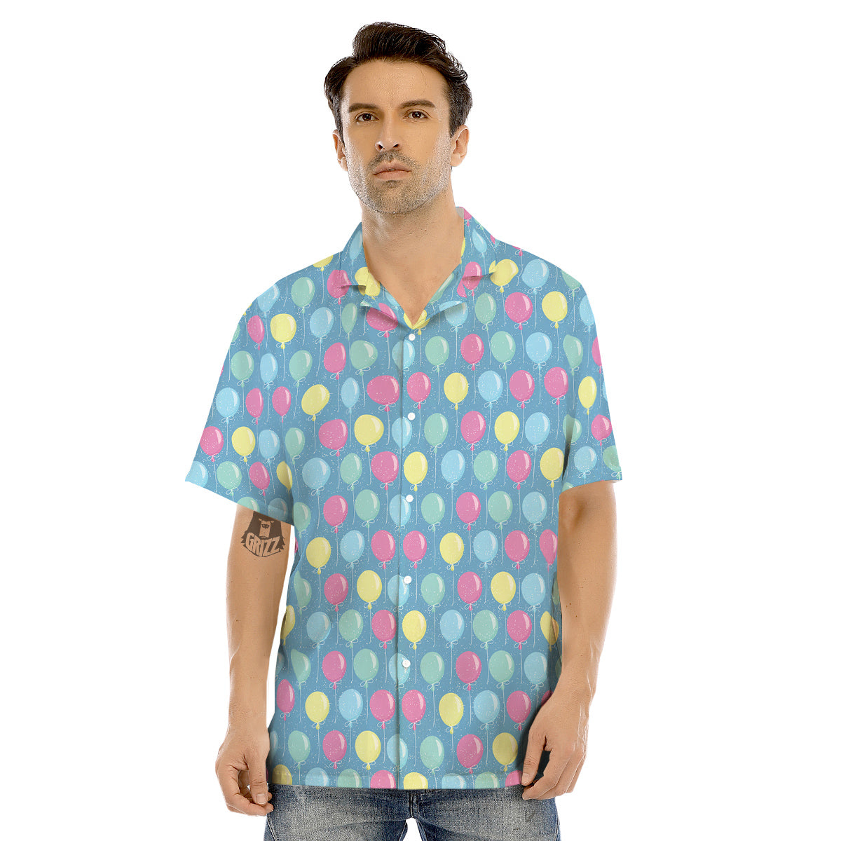 Balloon Colorful Print Pattern Men's Hawaiian Shirt-grizzshop