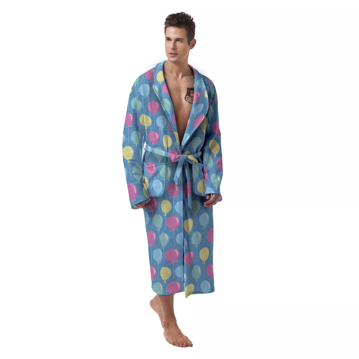 Balloon Colorful Print Pattern Men's Robe-grizzshop