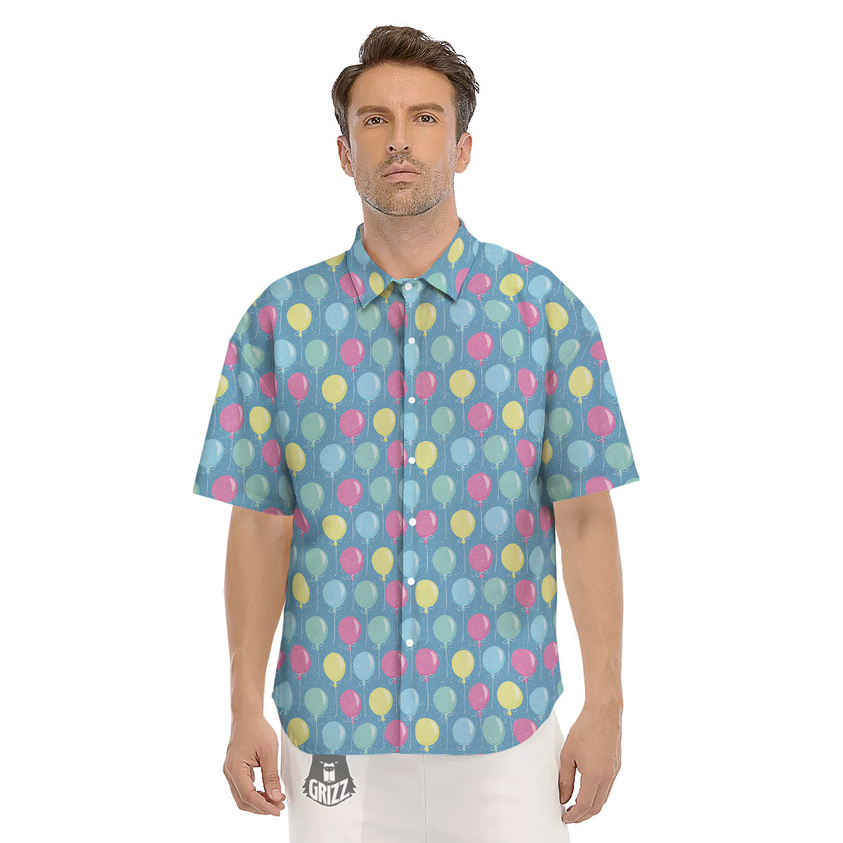 Balloon Colorful Print Pattern Men's Short Sleeve Shirts-grizzshop