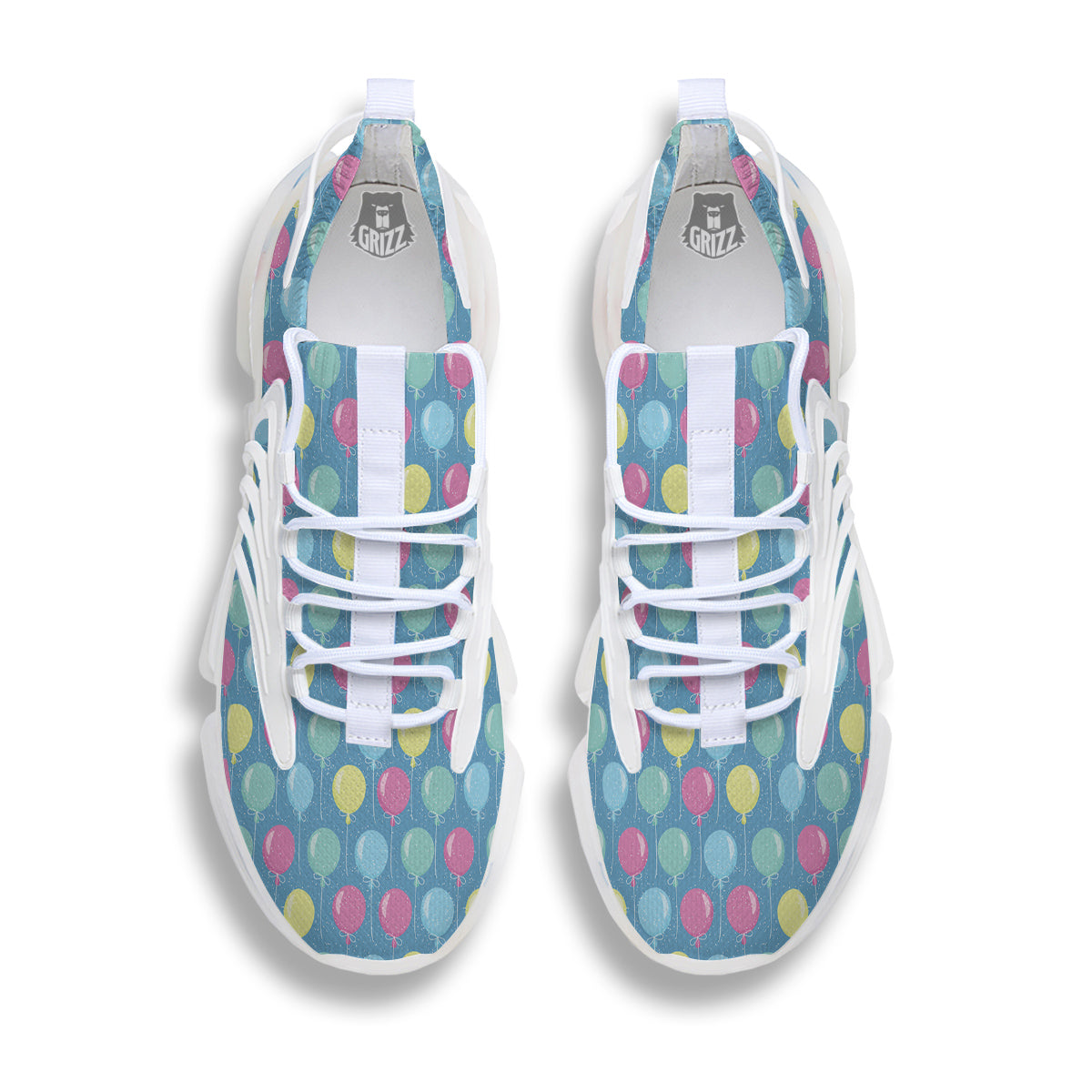 Balloon Colorful Print Pattern White Gym Shoes-grizzshop