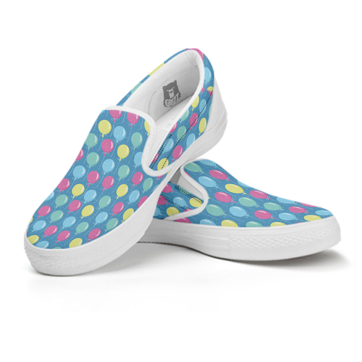 Balloon Colorful Print Pattern White Slip On Shoes-grizzshop