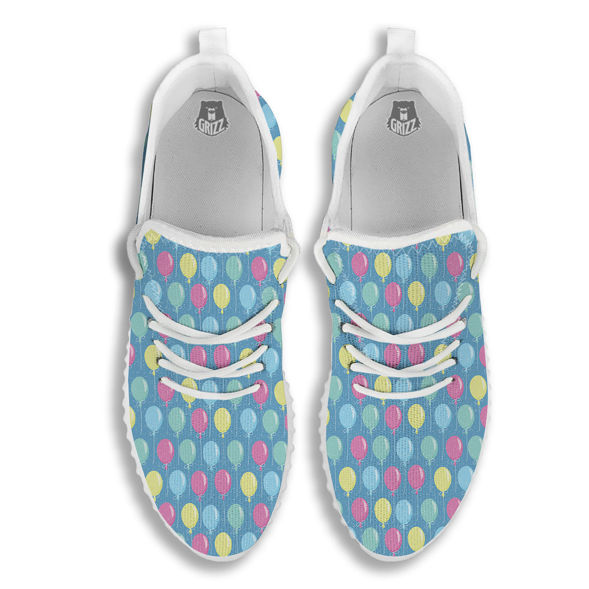 Balloon Colorful Print Pattern White Walking Shoes-grizzshop