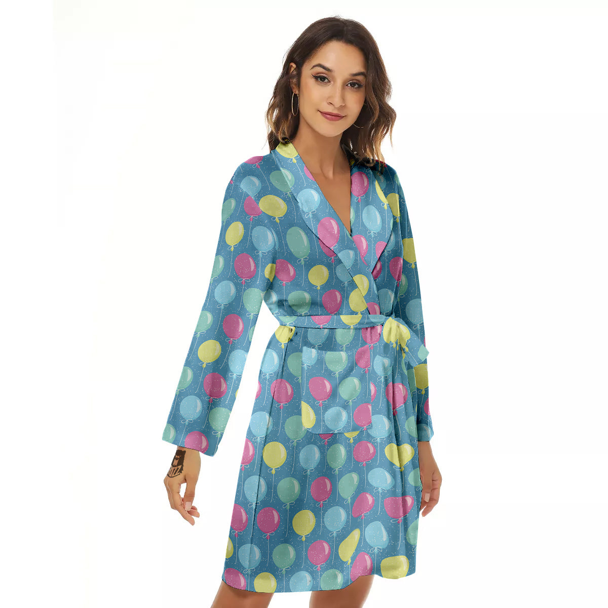 Balloon Colorful Print Pattern Women's Robe-grizzshop