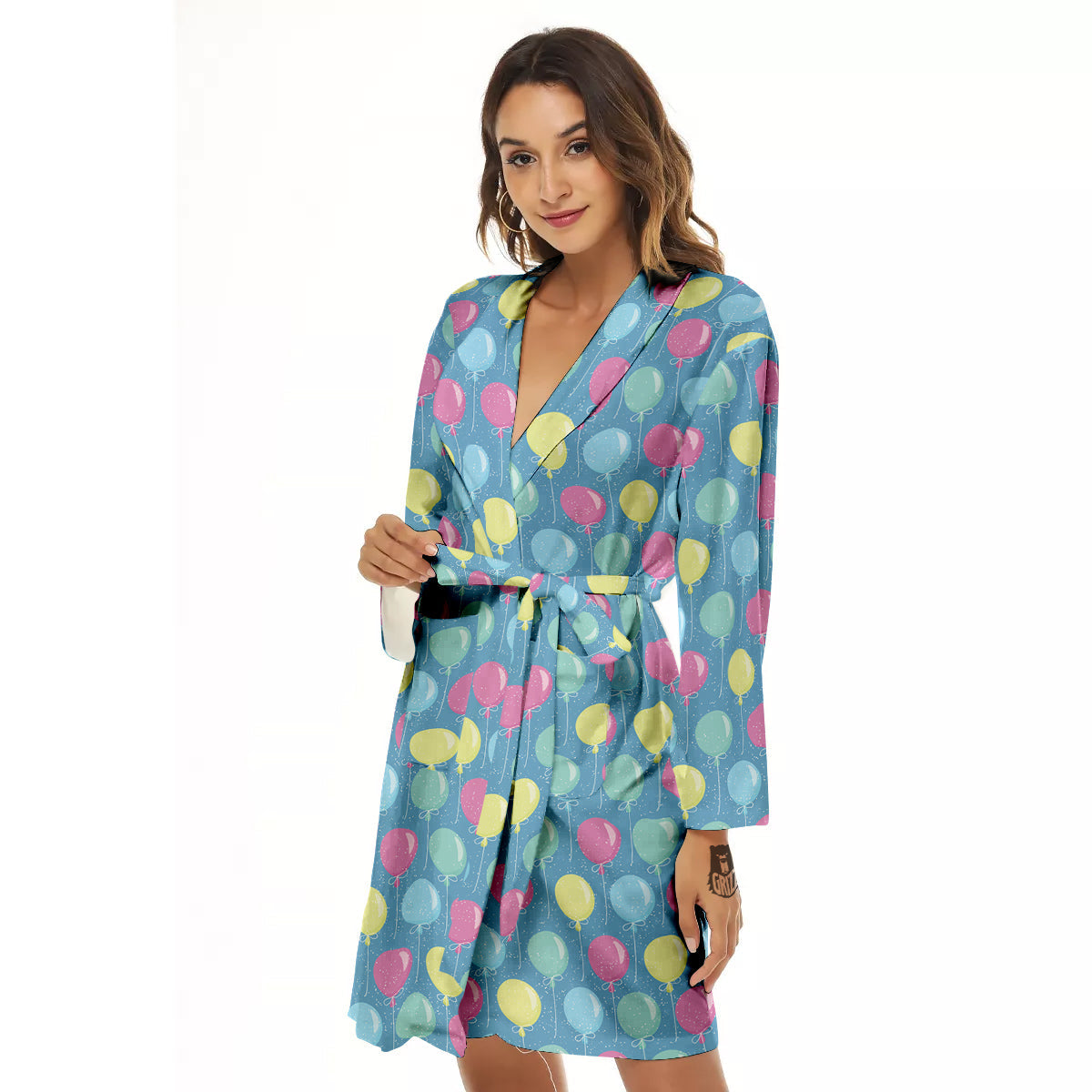 Balloon Colorful Print Pattern Women's Robe-grizzshop