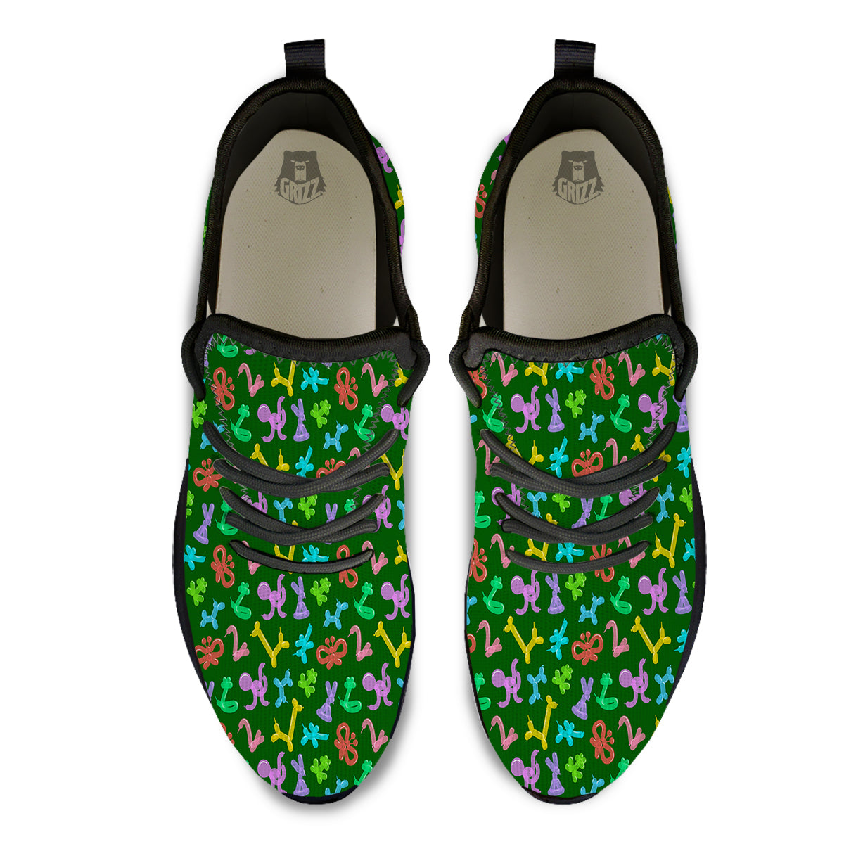 Balloon Modelling Print Pattern Black Athletic Shoes-grizzshop