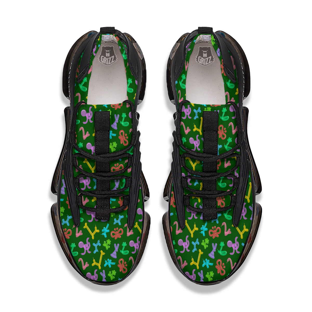 Balloon Modelling Print Pattern Black Gym Shoes-grizzshop