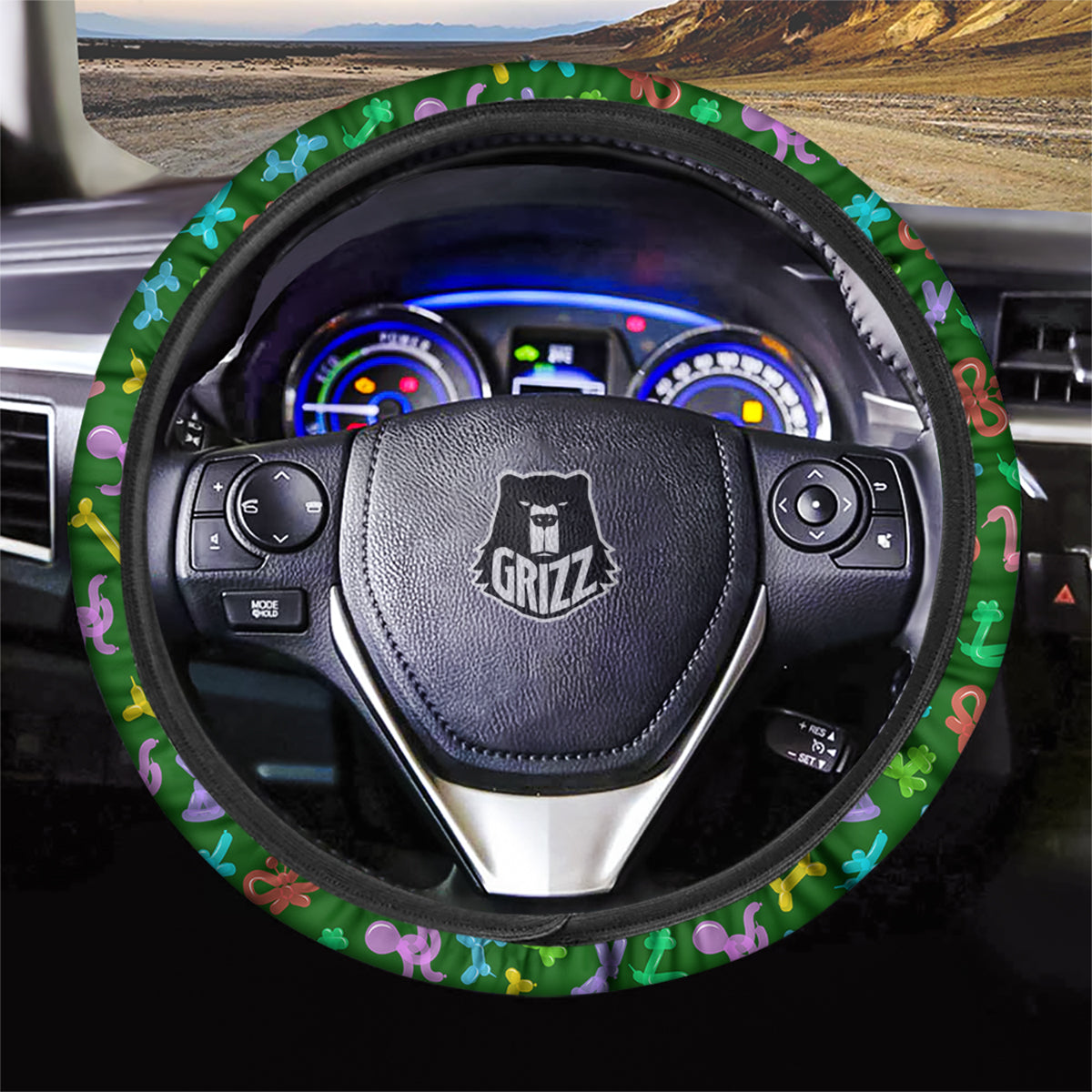 Balloon Modelling Print Pattern Car Steering Wheel Cover-grizzshop