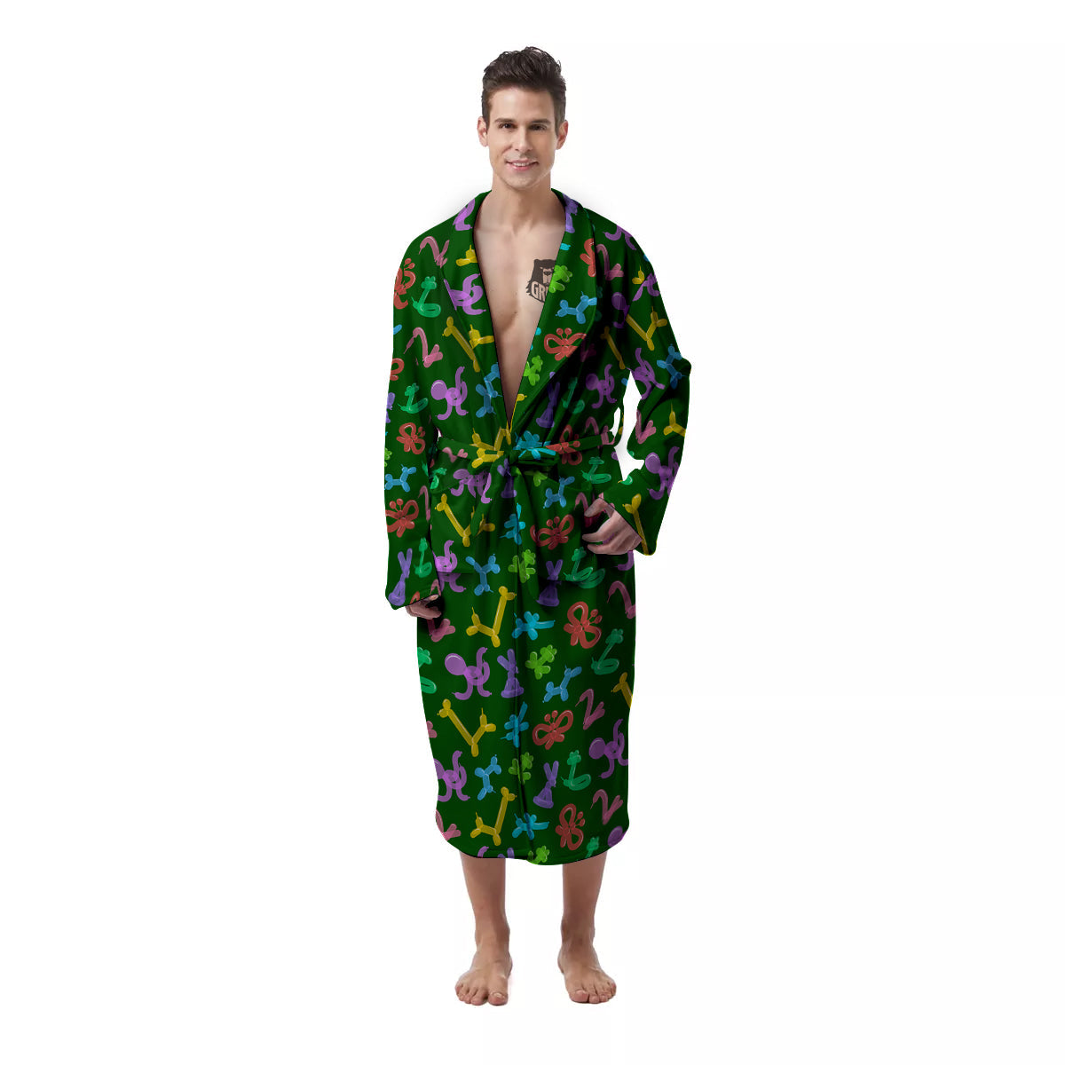 Balloon Modelling Print Pattern Men's Robe-grizzshop