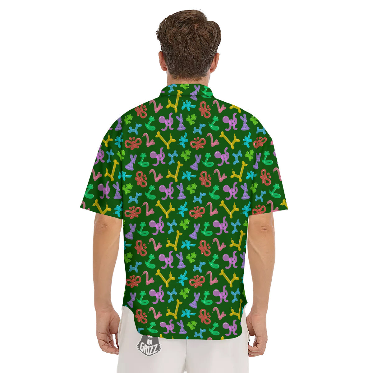 Balloon Modelling Print Pattern Men's Short Sleeve Shirts-grizzshop