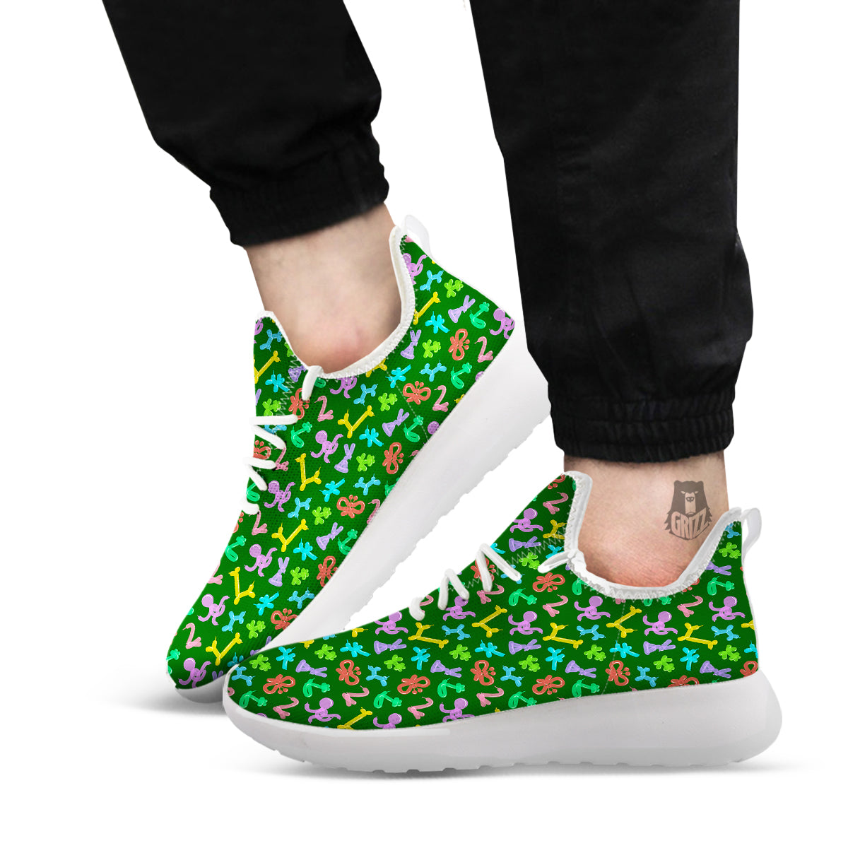 Balloon Modelling Print Pattern White Athletic Shoes-grizzshop