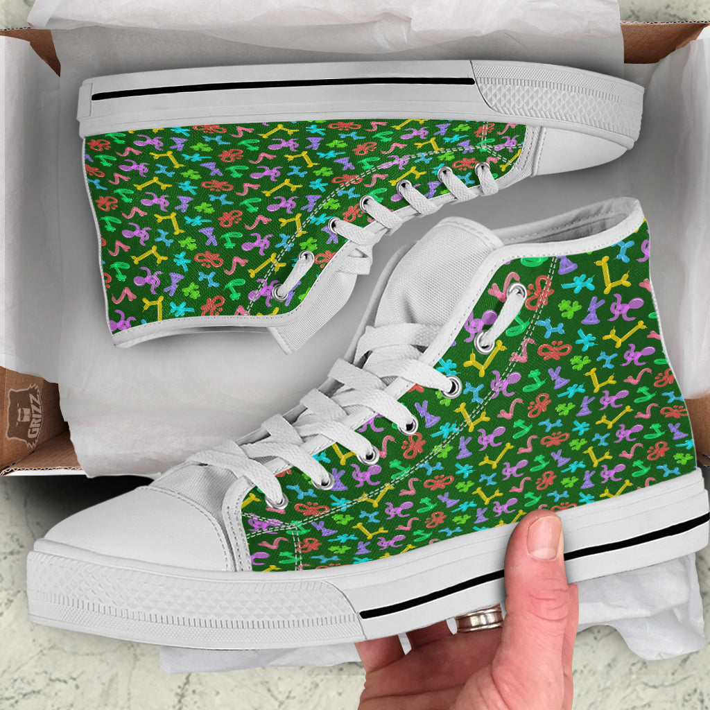 Balloon Modelling Print Pattern White High Top Shoes-grizzshop