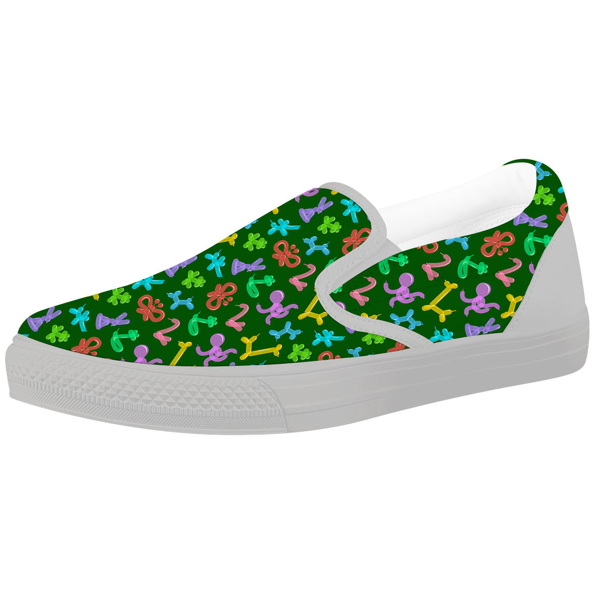 Balloon Modelling Print Pattern White Slip On Shoes-grizzshop