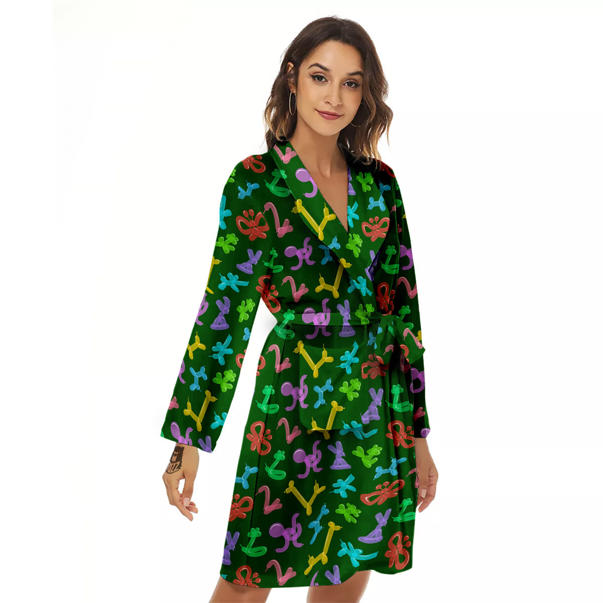 Balloon Modelling Print Pattern Women's Robe-grizzshop