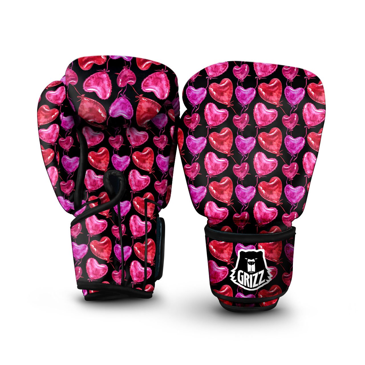 Balloon Red Heart Print Pattern Boxing Gloves-grizzshop