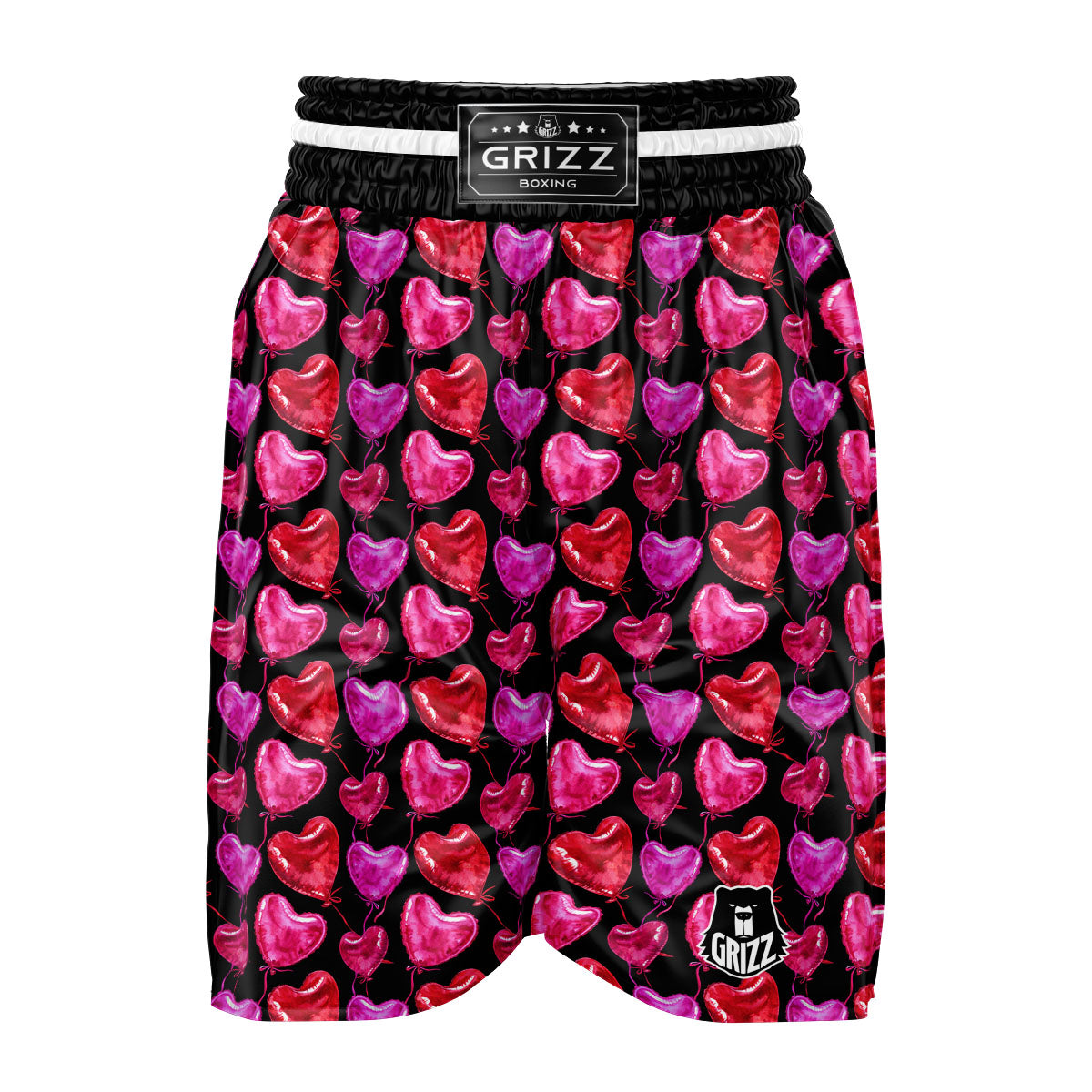 Balloon Red Heart Print Pattern Boxing Shorts-grizzshop