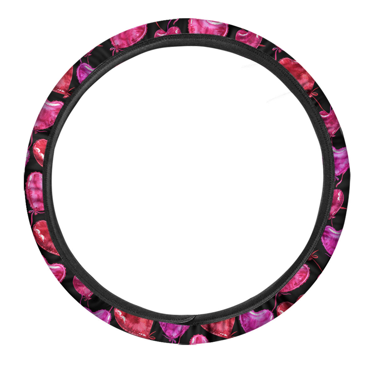 Balloon Red Heart Print Pattern Car Steering Wheel Cover-grizzshop