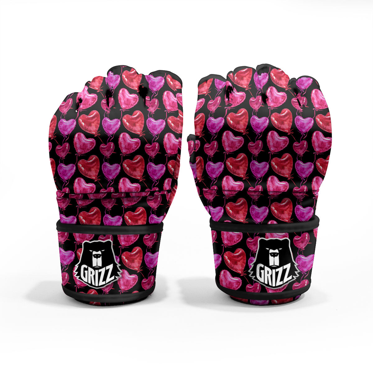 Balloon Red Heart Print Pattern MMA Gloves-grizzshop