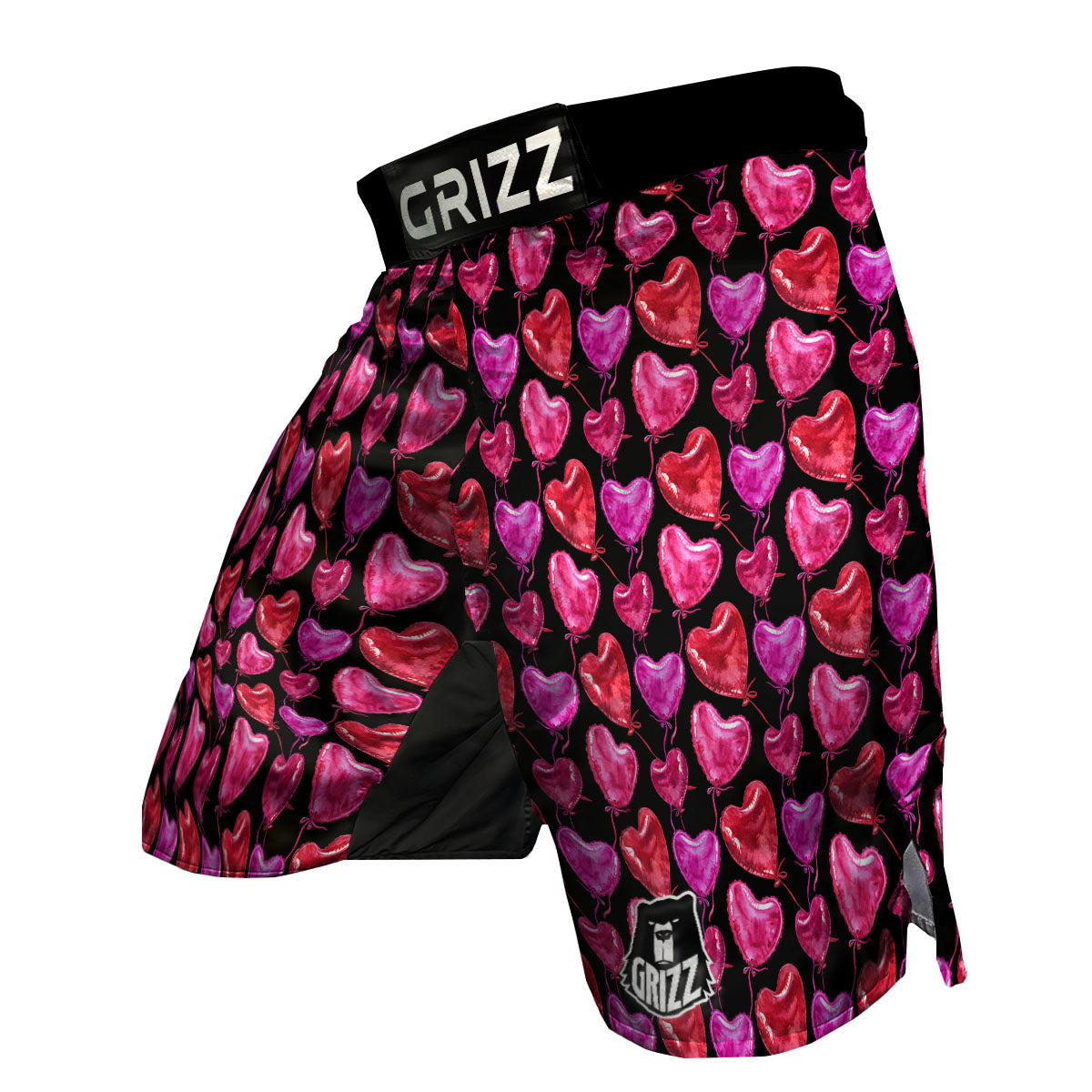 Balloon Red Heart Print Pattern MMA Shorts-grizzshop