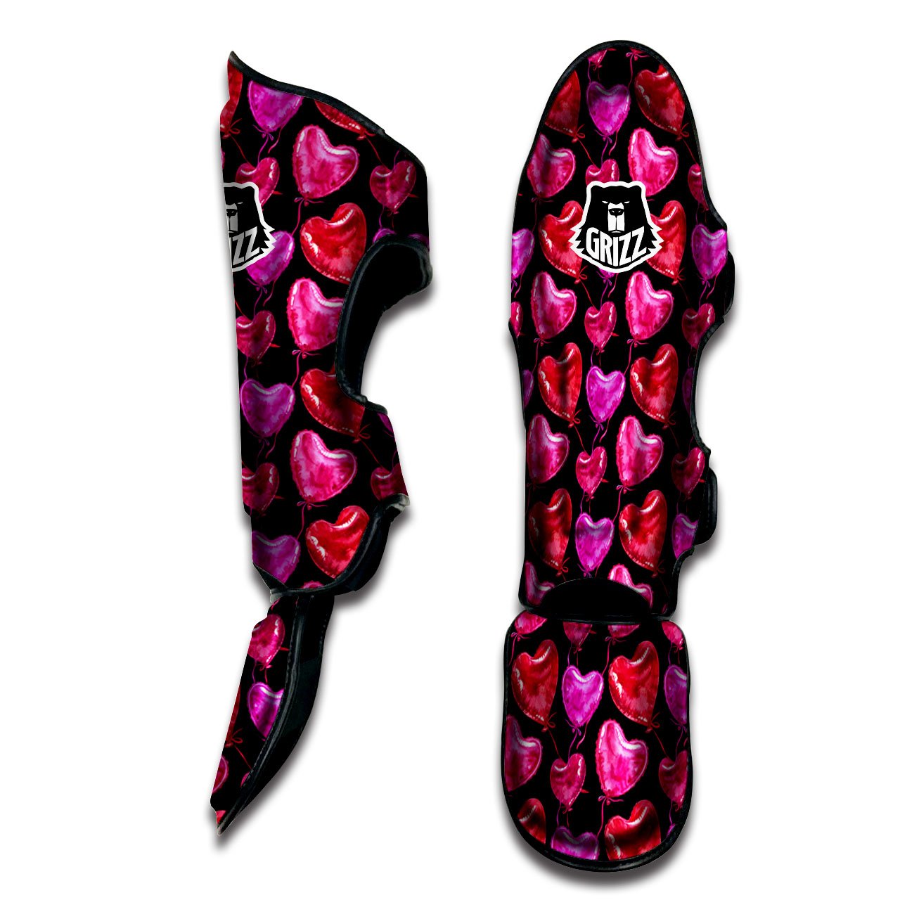 Balloon Red Heart Print Pattern Muay Thai Shin Guards-grizzshop