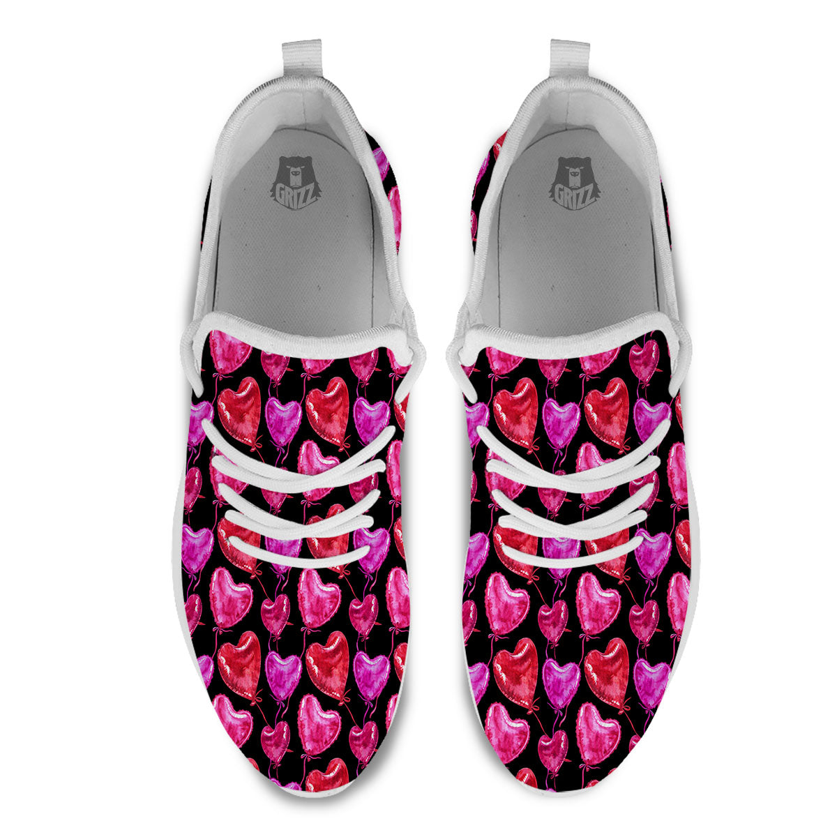 Balloon Red Heart Print Pattern White Athletic Shoes-grizzshop