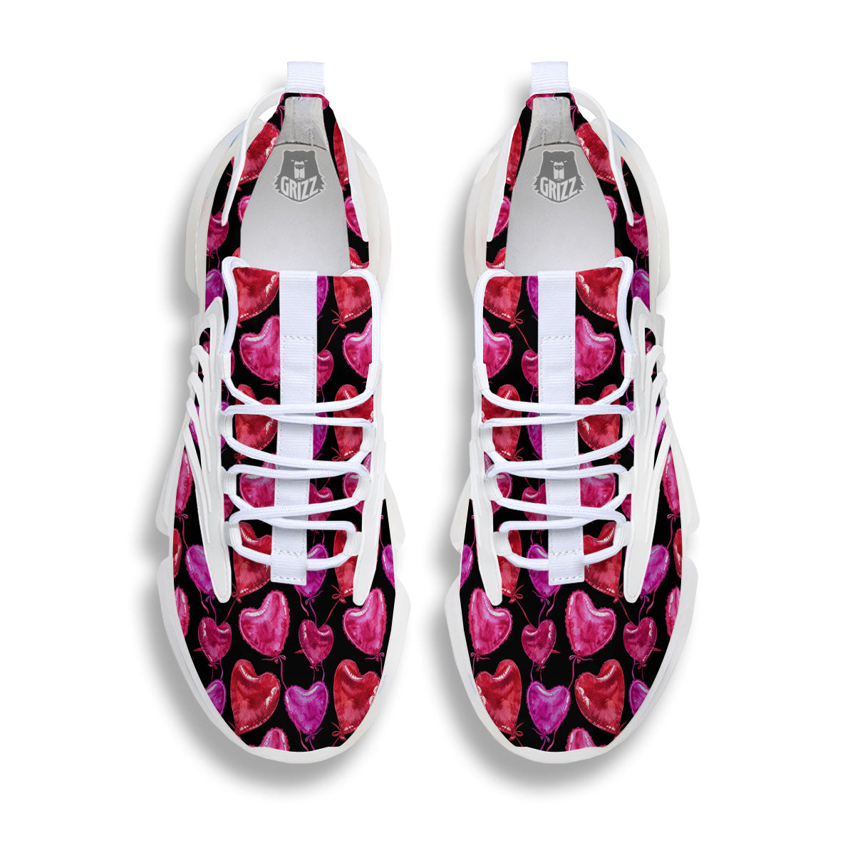 Balloon Red Heart Print Pattern White Gym Shoes-grizzshop