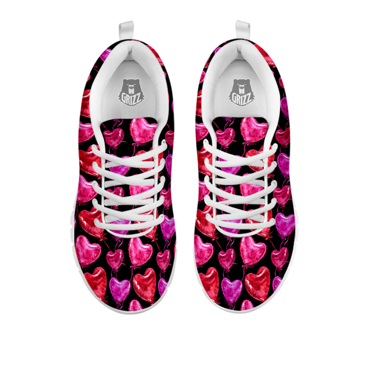 Balloon Red Heart Print Pattern White Sneaker-grizzshop