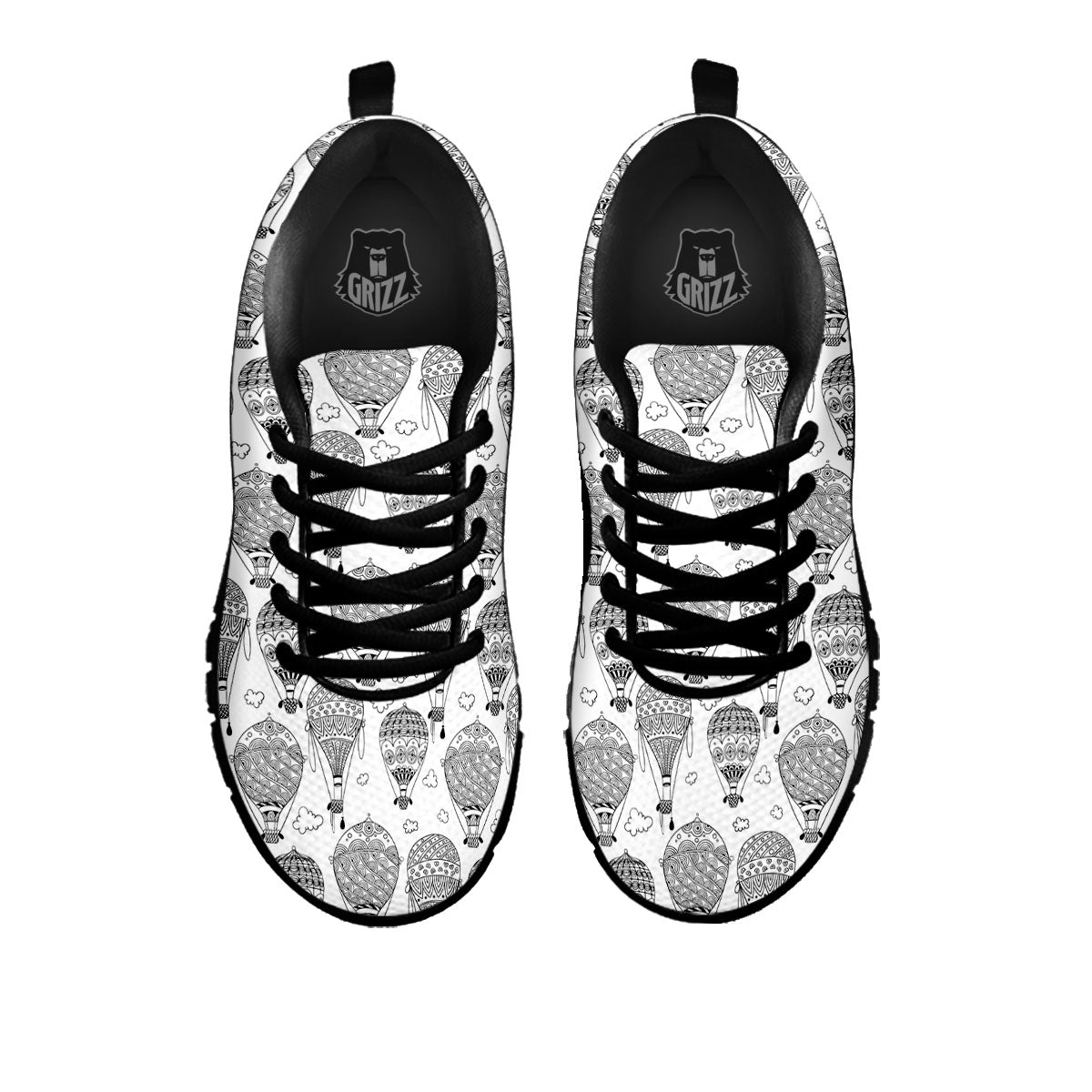 Balloon White And Black Print Pattern Black Sneaker-grizzshop