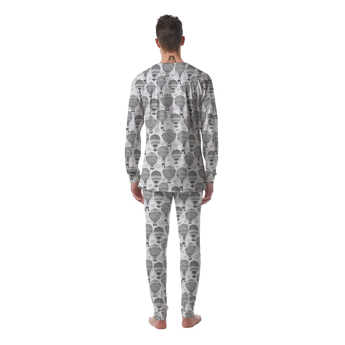 Balloon White And Black Print Pattern Men's Pajamas-grizzshop