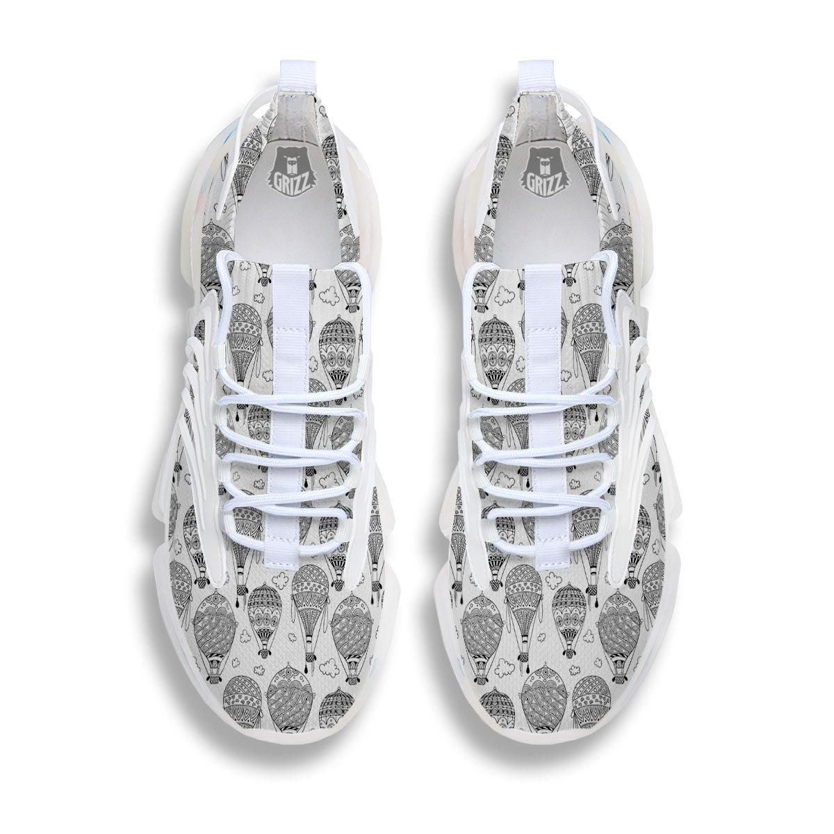 Balloon White And Black Print Pattern White Gym Shoes-grizzshop