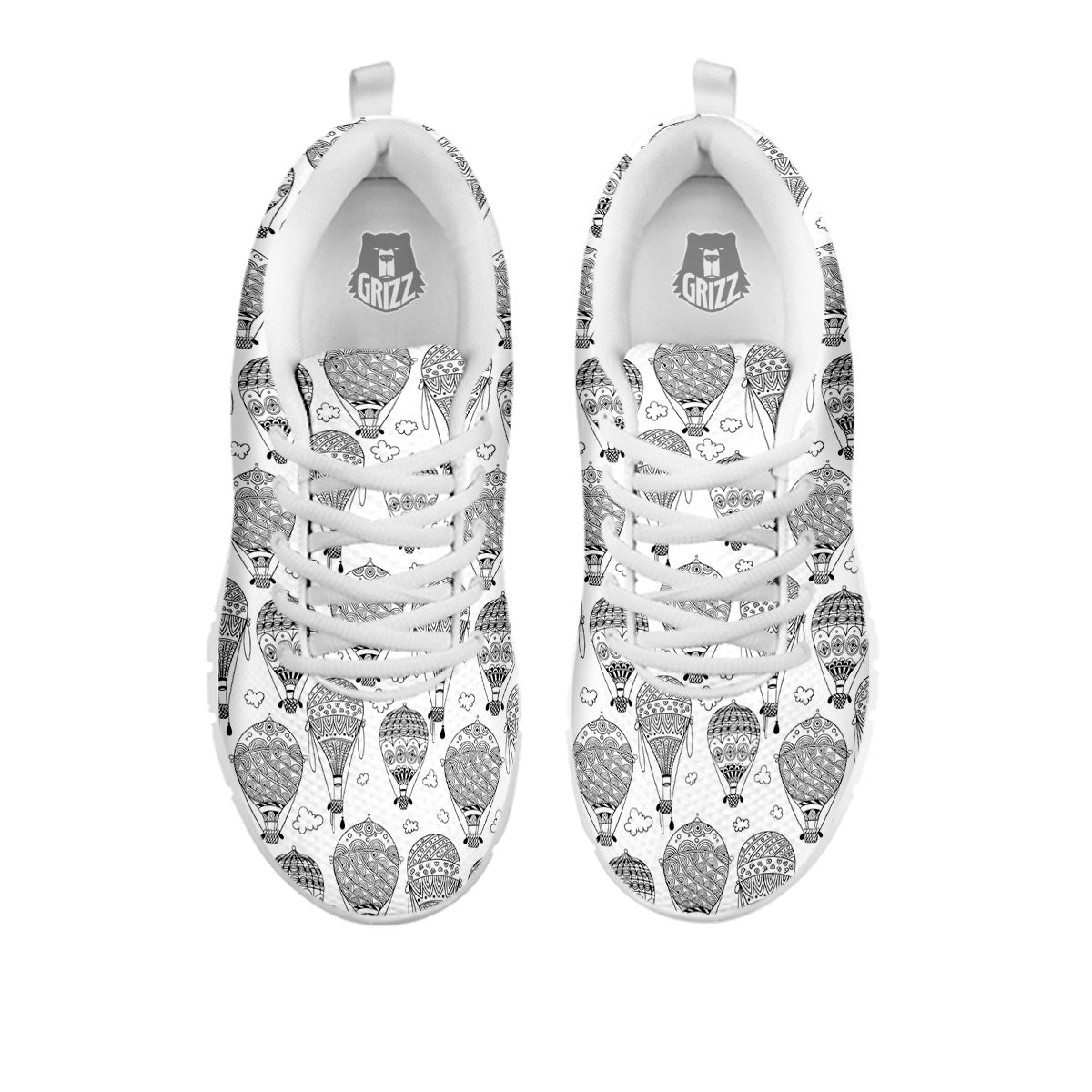 Balloon White And Black Print Pattern White Sneaker-grizzshop