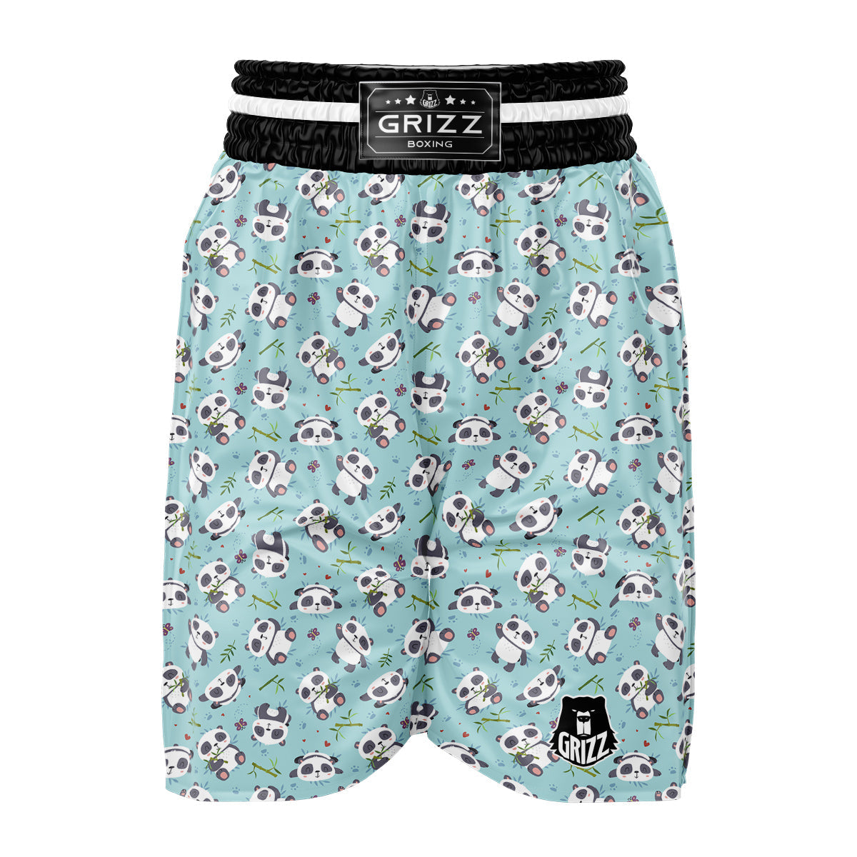 Bamboo And Cute Panda Print Pattern Boxing Shorts-grizzshop