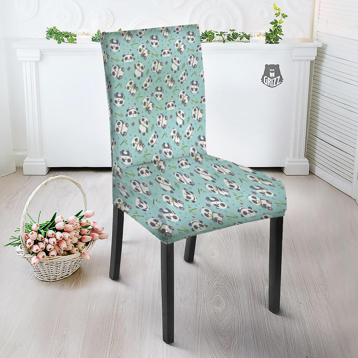 Bamboo And Cute Panda Print Pattern Dining Chair Slipcover-grizzshop