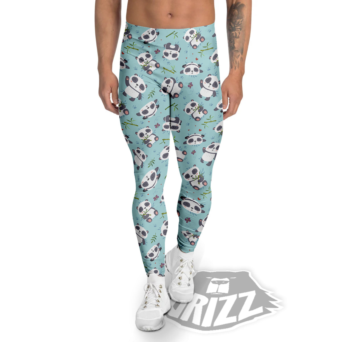 Bamboo And Cute Panda Print Pattern Men's Leggings-grizzshop