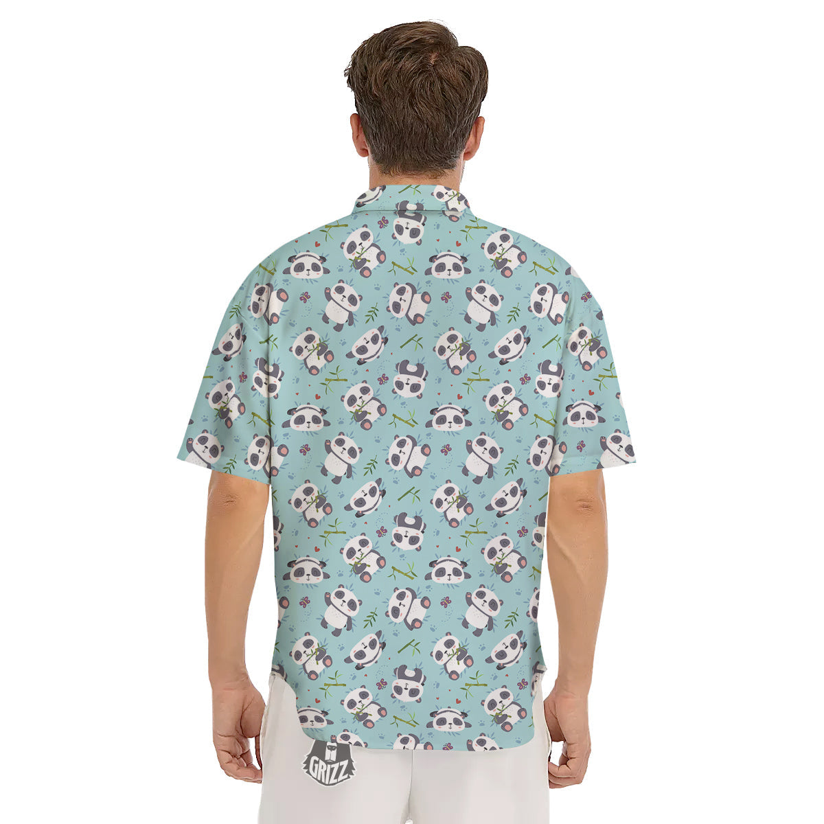 Bamboo And Cute Panda Print Pattern Men's Short Sleeve Shirts-grizzshop