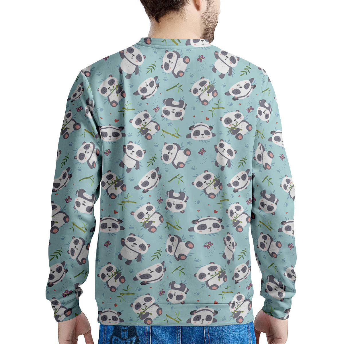Bamboo And Cute Panda Print Pattern Men's Sweatshirt-grizzshop
