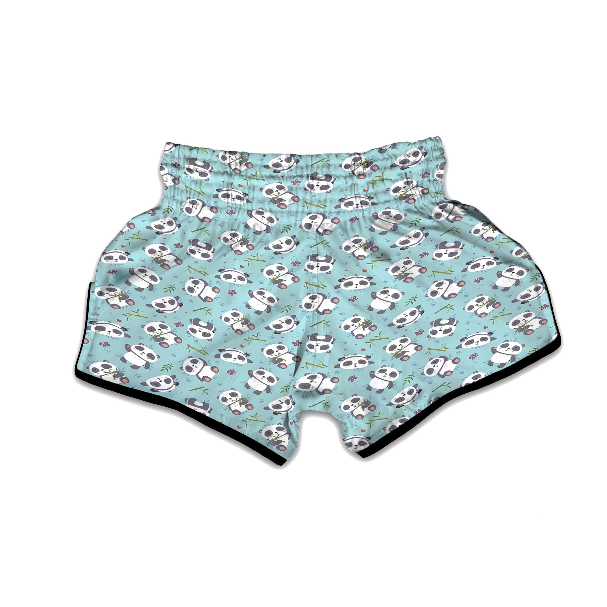 Bamboo And Cute Panda Print Pattern Muay Thai Boxing Shorts-grizzshop
