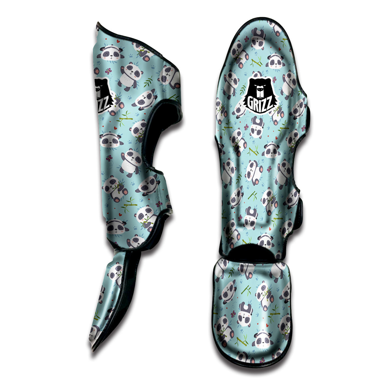 Bamboo And Cute Panda Print Pattern Muay Thai Shin Guards-grizzshop