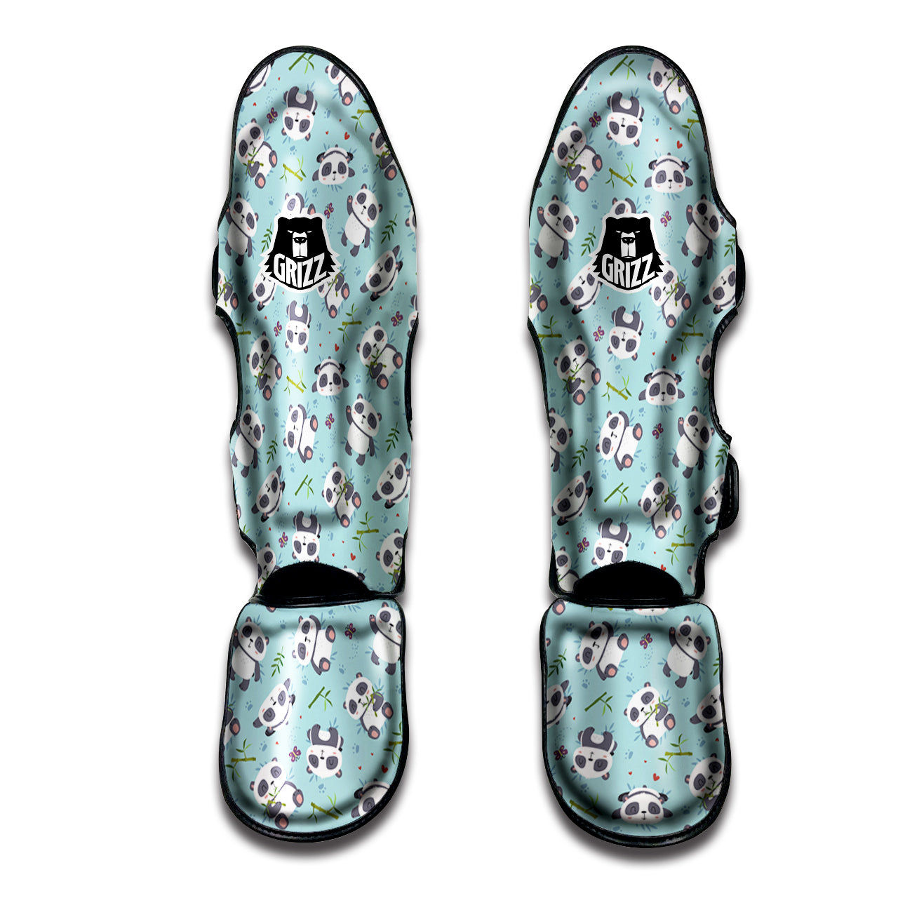 Bamboo And Cute Panda Print Pattern Muay Thai Shin Guards-grizzshop