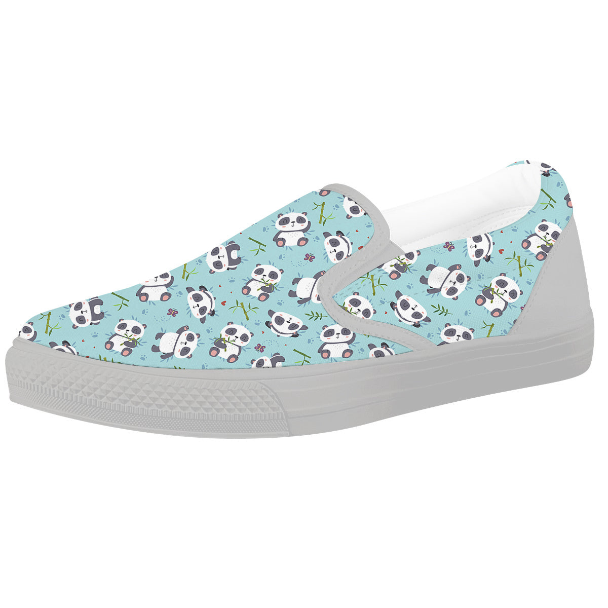 Bamboo And Cute Panda Print Pattern White Slip On Shoes-grizzshop