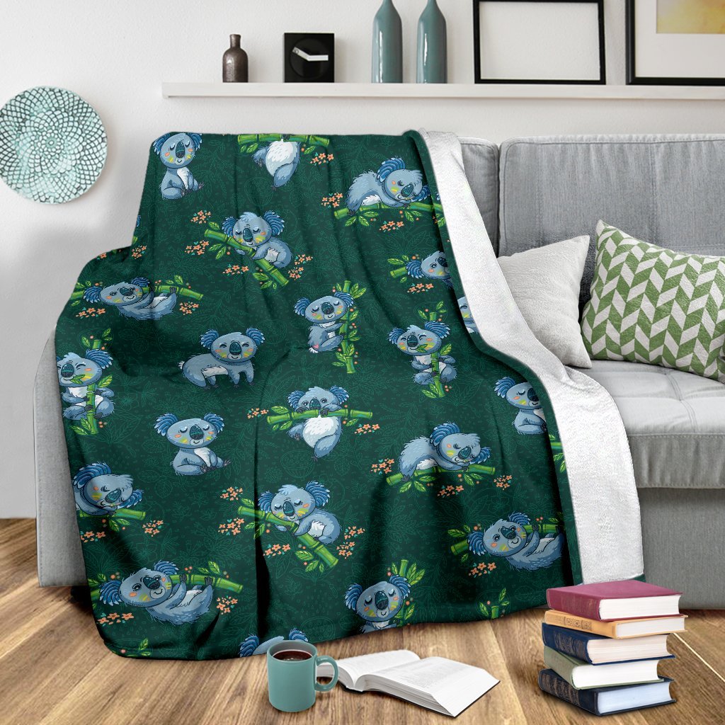 Bamboo Koala Pattern Print Blanket-grizzshop