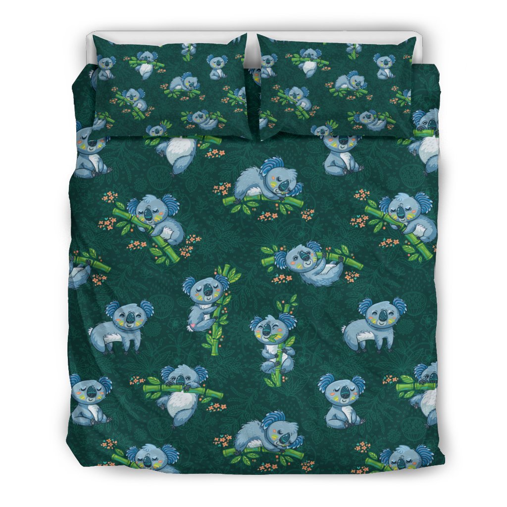 Bamboo Koala Pattern Print Duvet Cover Bedding Set-grizzshop