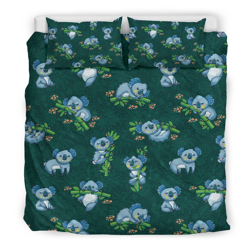 Bamboo Koala Pattern Print Duvet Cover Bedding Set-grizzshop