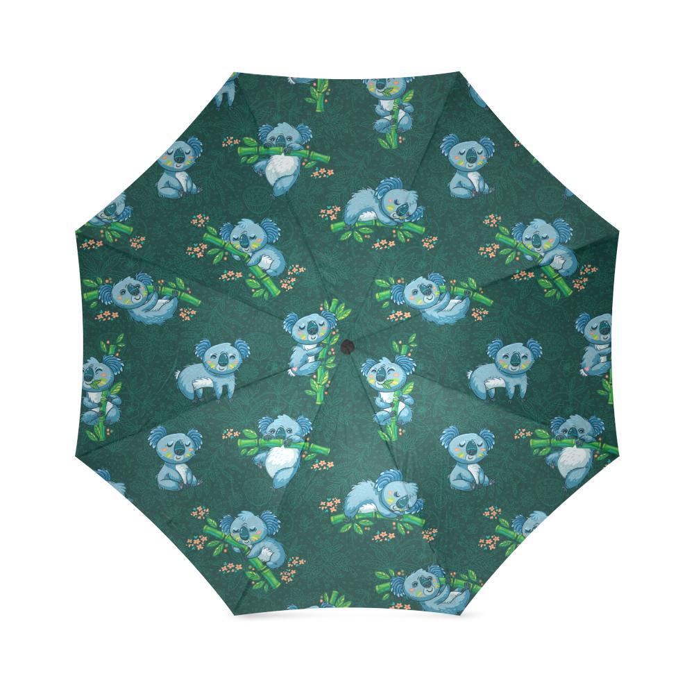 Bamboo Koala Pattern Print Foldable Umbrella-grizzshop