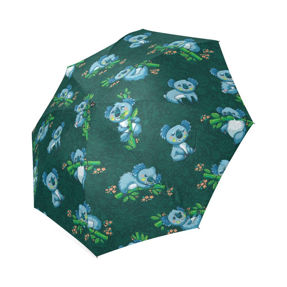 Bamboo Koala Pattern Print Foldable Umbrella-grizzshop