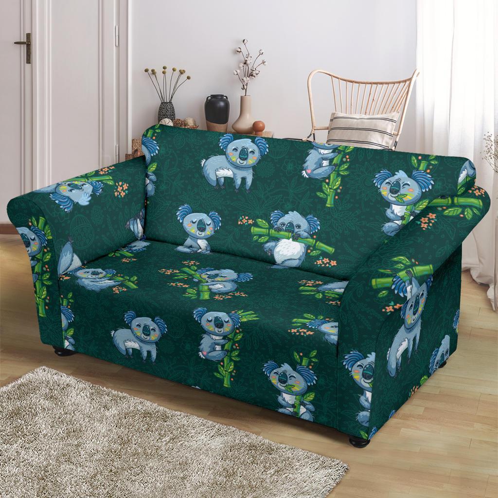 Bamboo Koala Pattern Print Loveseat Cover-grizzshop