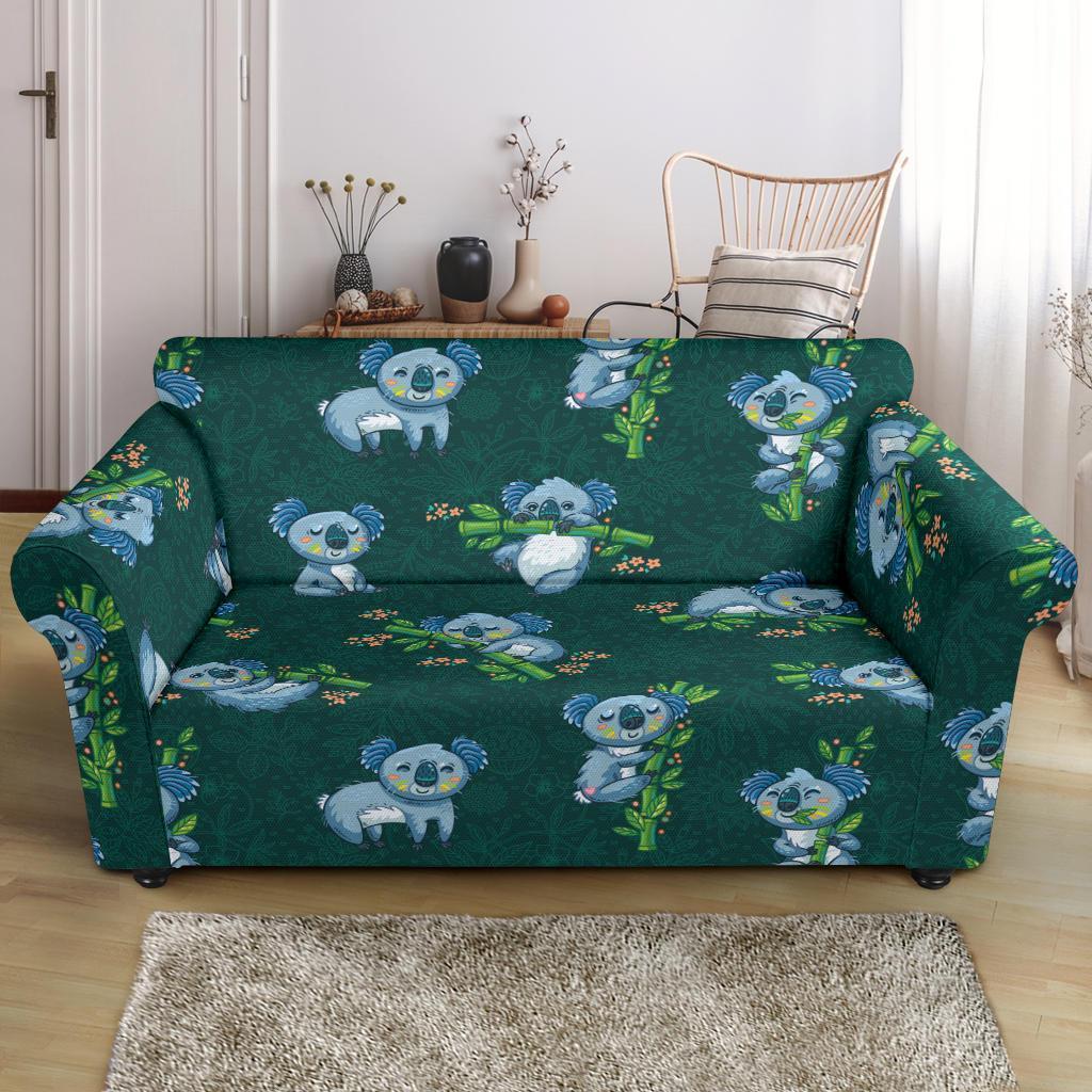 Bamboo Koala Pattern Print Loveseat Cover-grizzshop