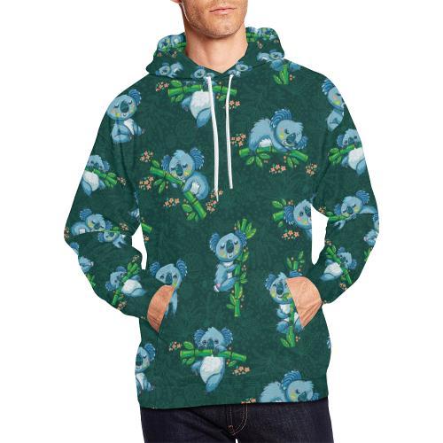 Bamboo Koala Pattern Print Men Pullover Hoodie-grizzshop