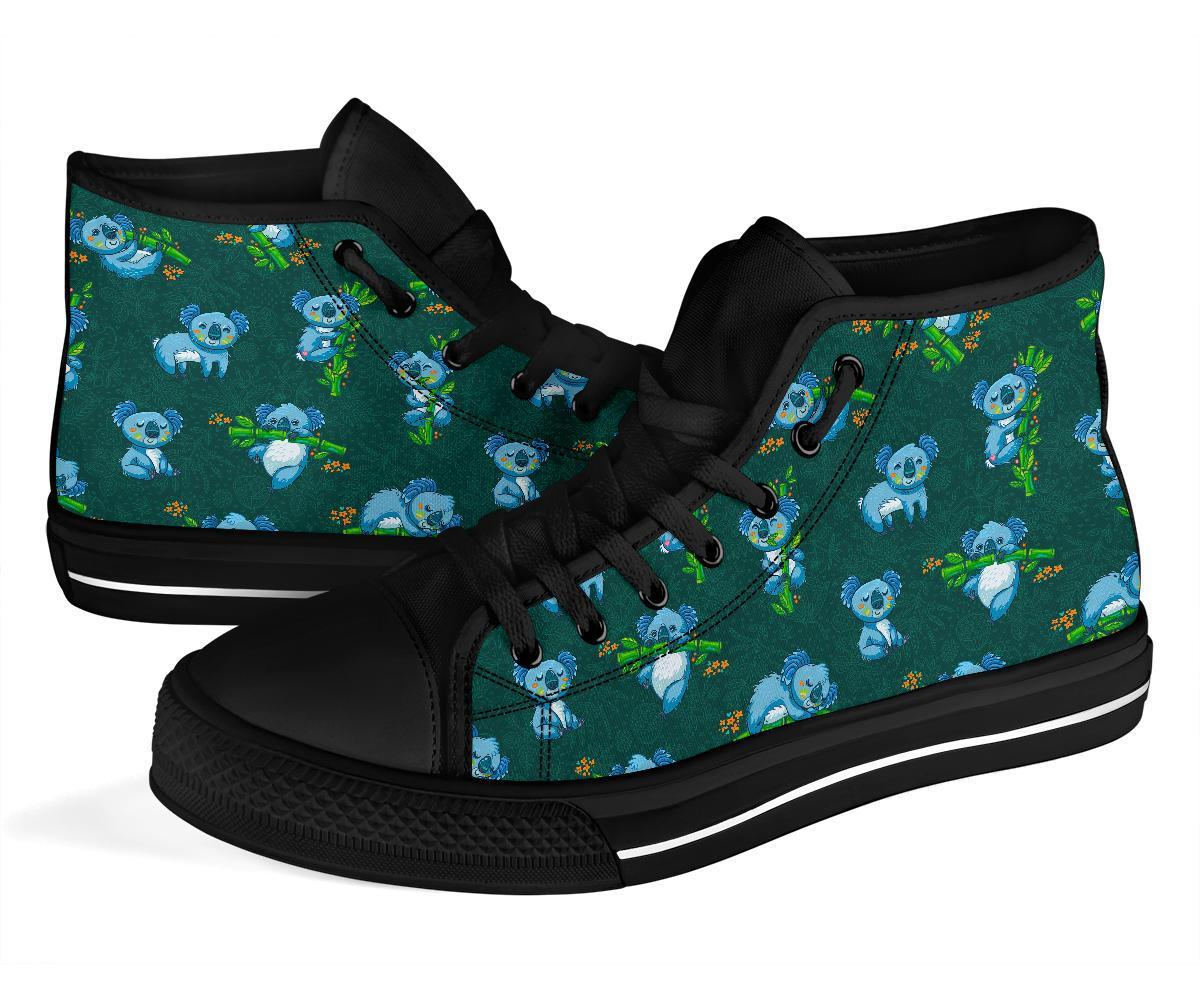 Bamboo Koala Pattern Print Men Women's High Top Shoes-grizzshop