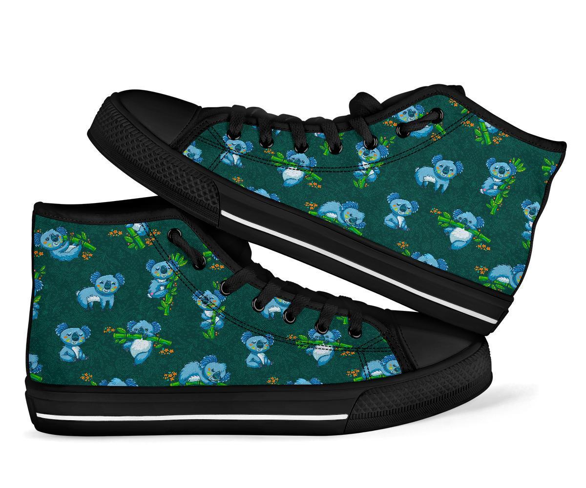 Bamboo Koala Pattern Print Men Women's High Top Shoes-grizzshop