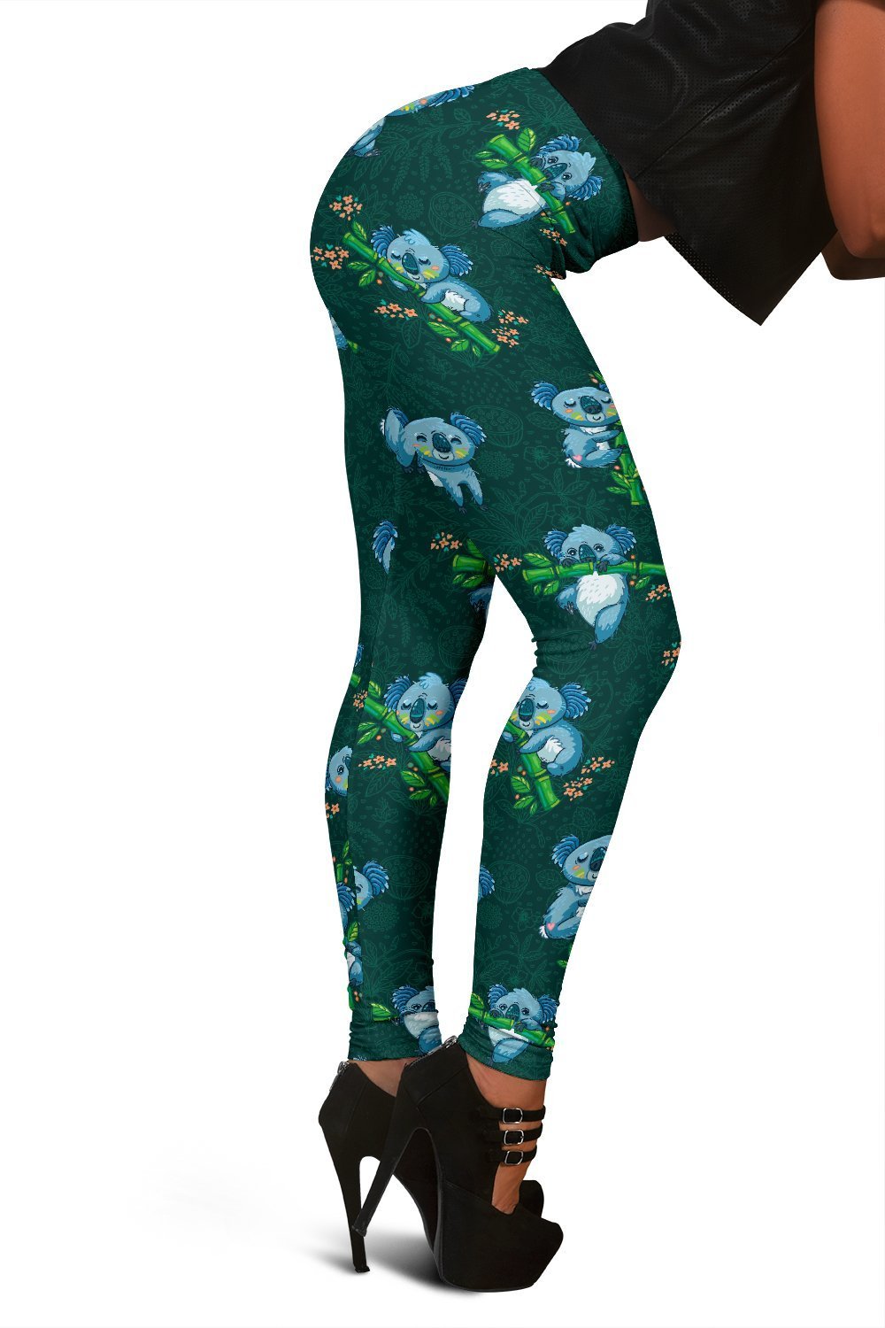 Bamboo Koala Pattern Print Women Leggings-grizzshop